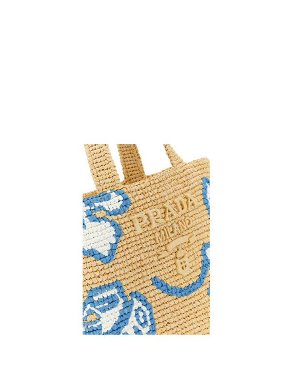 Prada Logo Patch Crochet Tote Bag