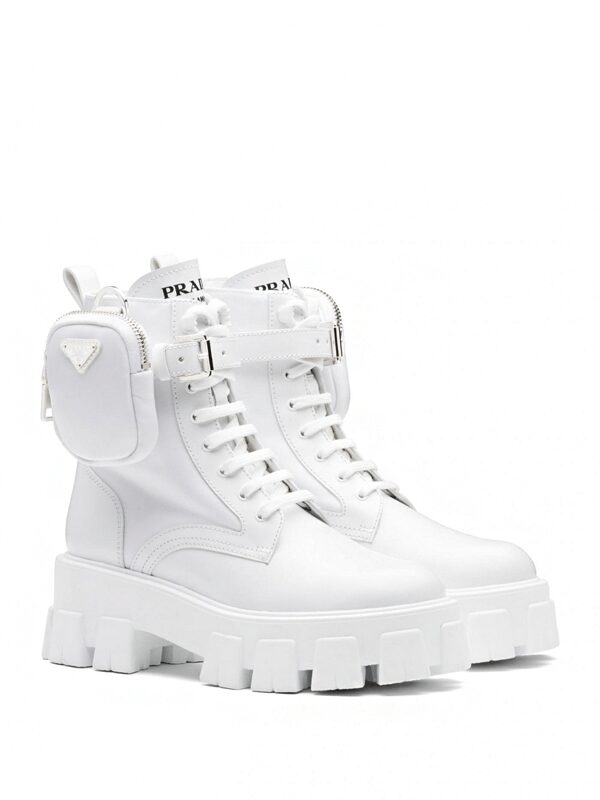 Prada Monolith 55mm Pouch Ankle Boots White Leather