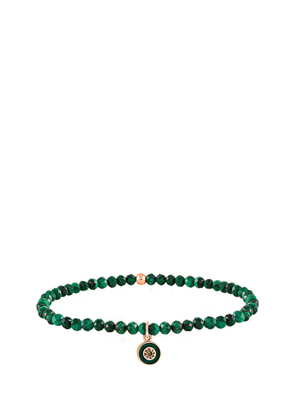 Pulseira Evil Eye, Ouro Rosa, Malaquita E Diamantes