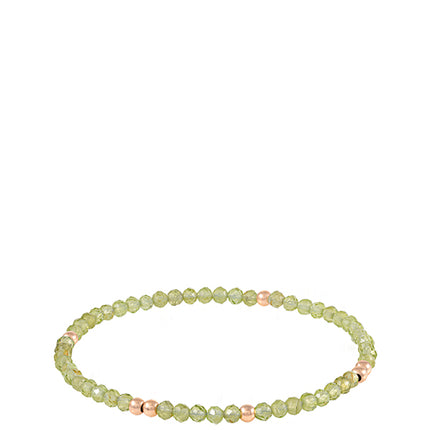 Pulseira Peridoto E Bead Ouro Rosa
