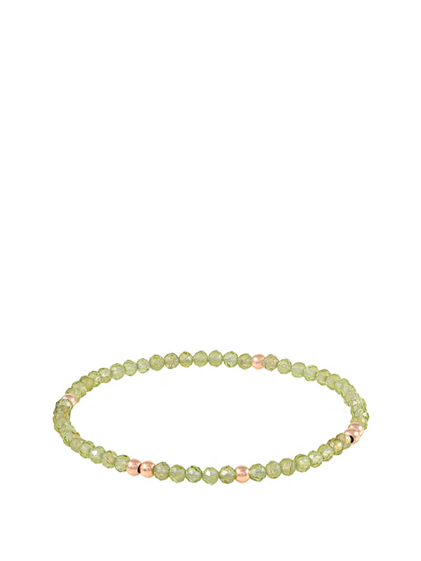 Pulseira Peridoto E Bead Ouro Rosa