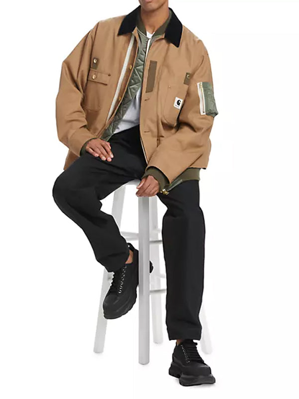 Sacai x Carhartt WIP Canvas MA-1 Michigan Jacket Beige