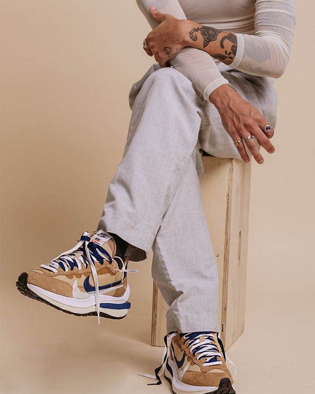 Sacai x Nike Vaporwaffle Sesame And Blue Void