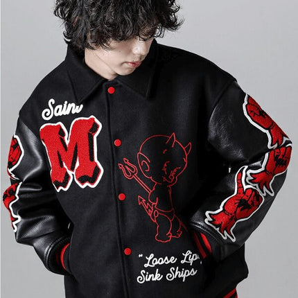 Saint Mxxxxxx Devil Varsity Jacket Black