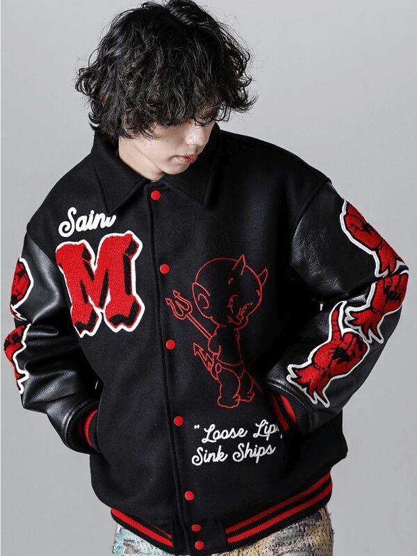 Saint Mxxxxxx Devil Varsity Jacket Black