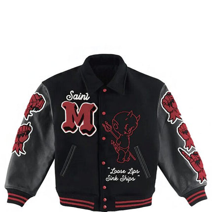 Saint Mxxxxxx Devil Varsity Jacket Black