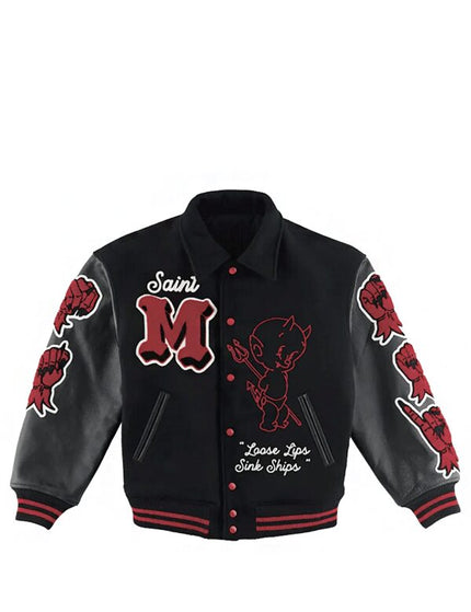 Saint Mxxxxxx Devil Varsity Jacket Black