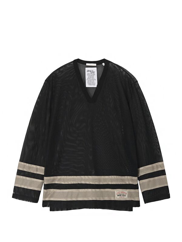Stussy x Our Legacy Work Shop Hockey Jersey Black/Beige Mighty Mesh