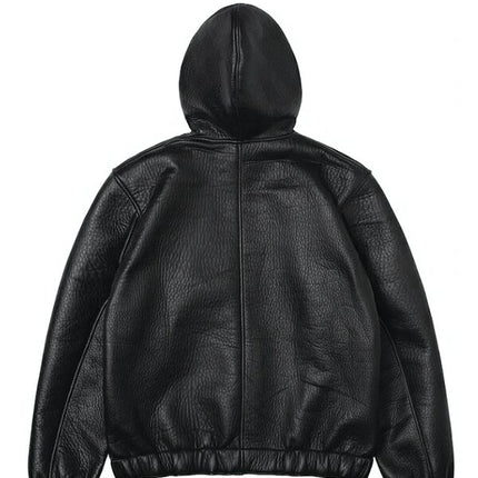 Stussy x Our Legacy Work Shop Leather Zip Hoodie Black Scuba Leather