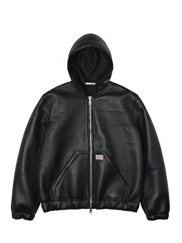 Stussy x Our Legacy Work Shop Leather Zip Hoodie Black Scuba Leather