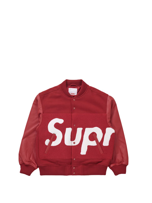Supreme Big Logo Chenille Varsity Jacket Red