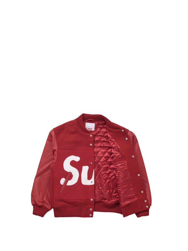 Supreme Big Logo Chenille Varsity Jacket Red