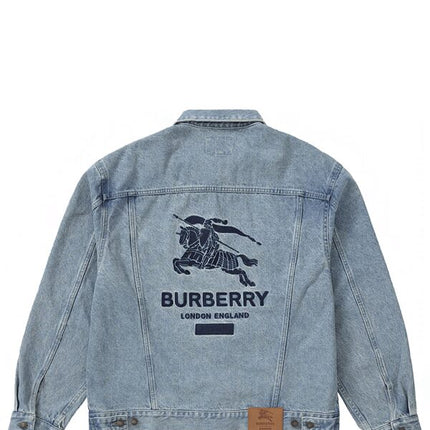 Supreme Burberry Denim Trucker Jacket Washed Blue