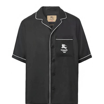 Supreme Burberry Icon Silk Pajama Shirt Black