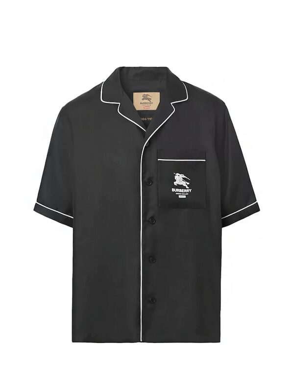 Supreme Burberry Icon Silk Pajama Shirt Black