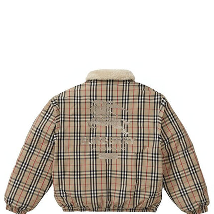 Supreme Burberry Shearling Collar Down Puffer Jacket Beige