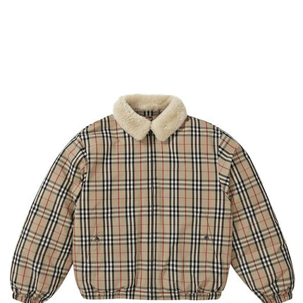 Supreme Burberry Shearling Collar Down Puffer Jacket Beige