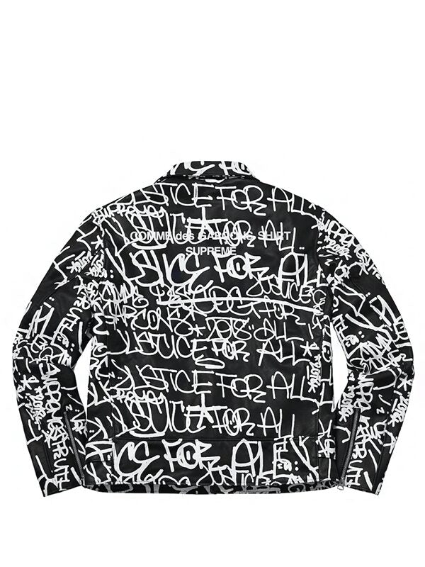 Supreme Comme des Garcons SHIRT Schott Painted Perfecto Leather Jacket Black