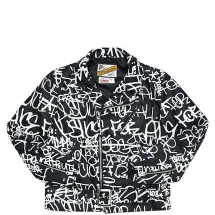 Supreme Comme des Garcons SHIRT Schott Painted Perfecto Leather Jacket Black