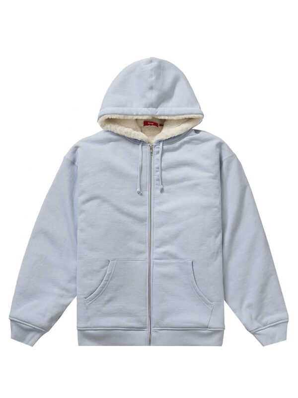 Supreme Faux Fur Lined Zip Up Hooded Sweatshirt Light Blue