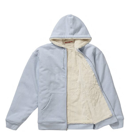 Supreme Faux Fur Lined Zip Up Hooded Sweatshirt Light Blue