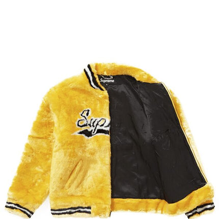 Supreme Faux Fur Varsity Jacket Yellow