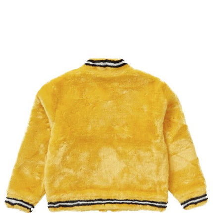 Supreme Faux Fur Varsity Jacket Yellow