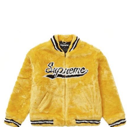 Supreme Faux Fur Varsity Jacket Yellow