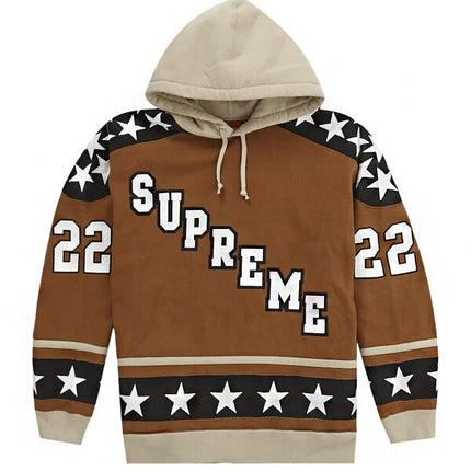 Supreme Hockey Hooded Sweatshirt Brown
