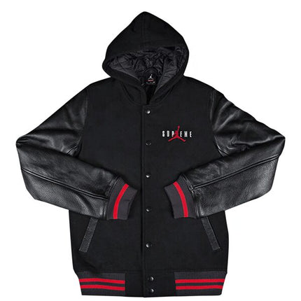 Supreme Jordan Hooded Varsity Jacket Black