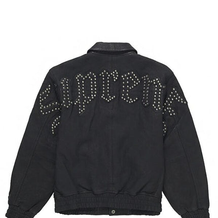 Supreme Pebbled Leather Varsity Jacket Black
