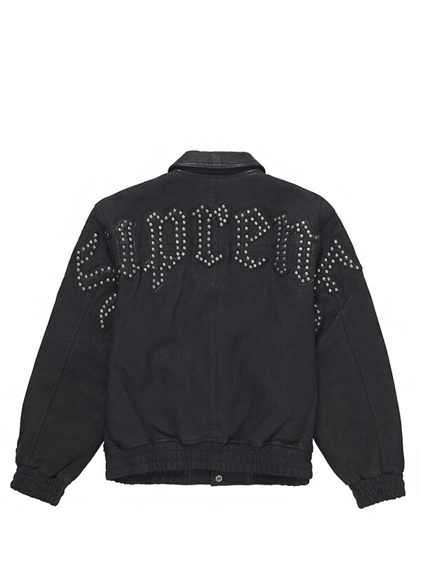 Supreme Pebbled Leather Varsity Jacket Black