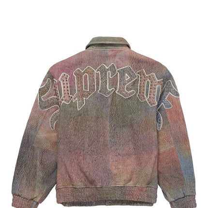 Supreme Pebbled Leather Varsity Jacket Multicolor