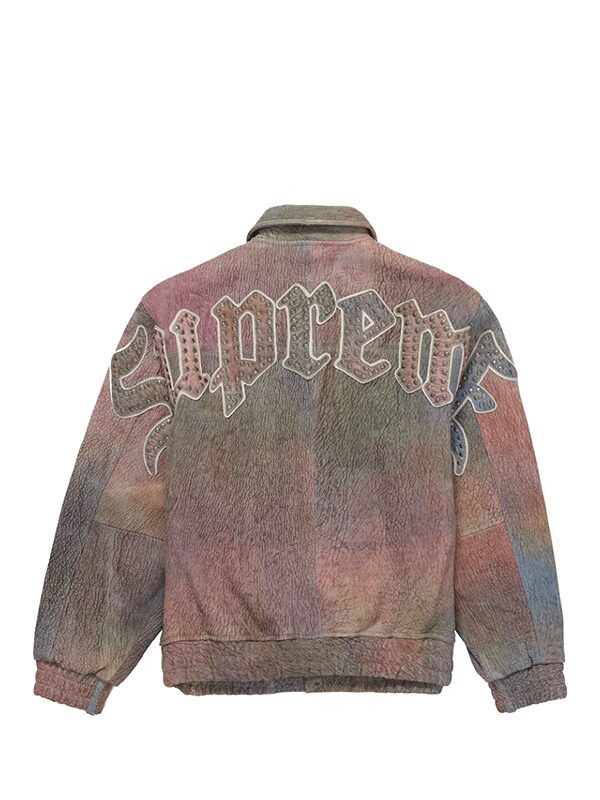 Supreme Pebbled Leather Varsity Jacket Multicolor