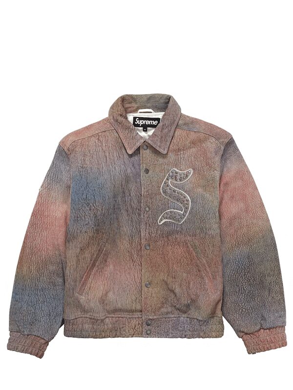 Supreme Pebbled Leather Varsity Jacket Multicolor