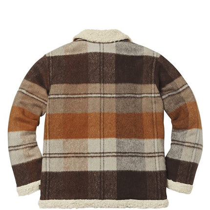 Supreme Plaid Shearling Bomber Brown Plaid