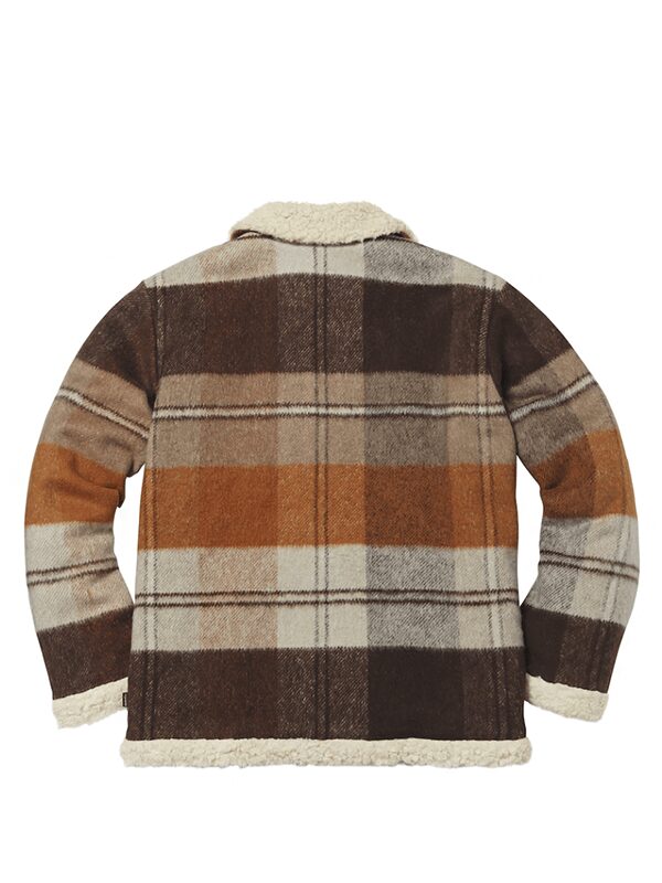 Supreme Plaid Shearling Bomber Brown Plaid