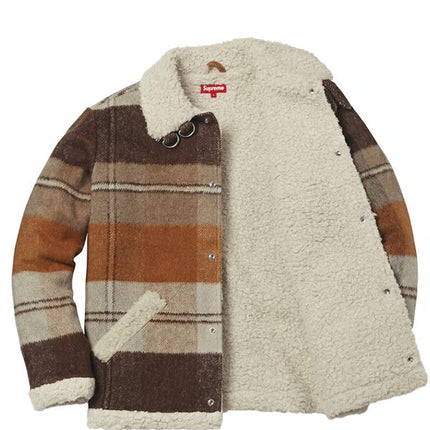 Supreme Plaid Shearling Bomber Brown Plaid