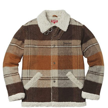 Supreme Plaid Shearling Bomber Brown Plaid