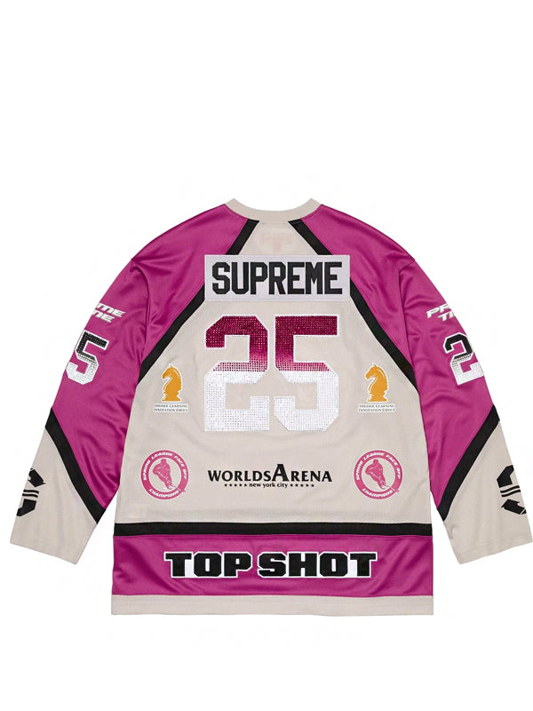 Supreme Rhinestone Hockey Jersey Light Grey