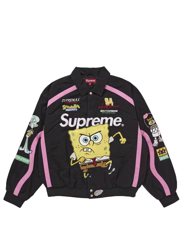 Supreme SpongeBob SquarePants Jeff Hamilton Racing Jacket Black