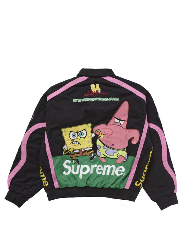 Supreme SpongeBob SquarePants Jeff Hamilton Racing Jacket Black