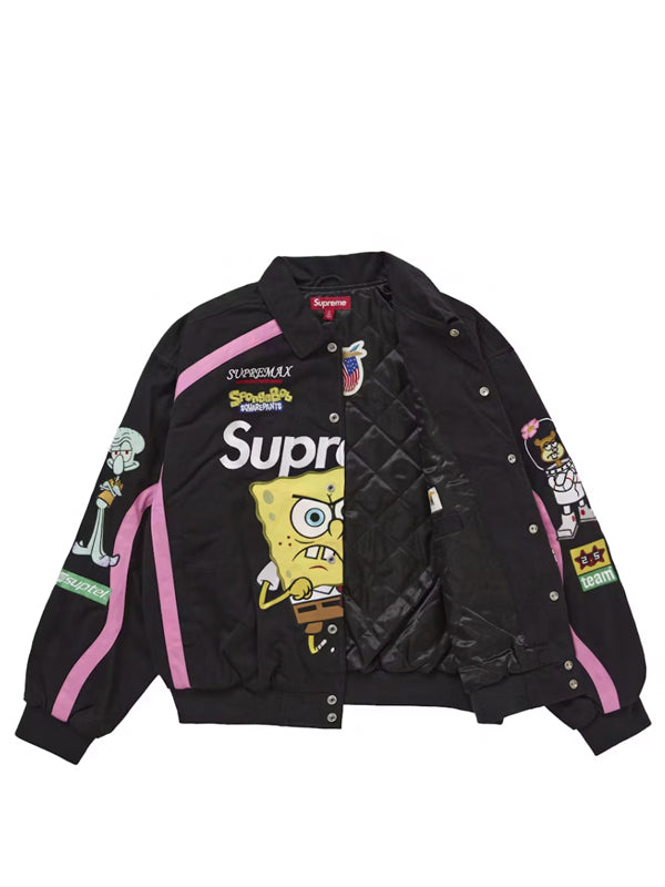 Supreme SpongeBob SquarePants Jeff Hamilton Racing Jacket Black