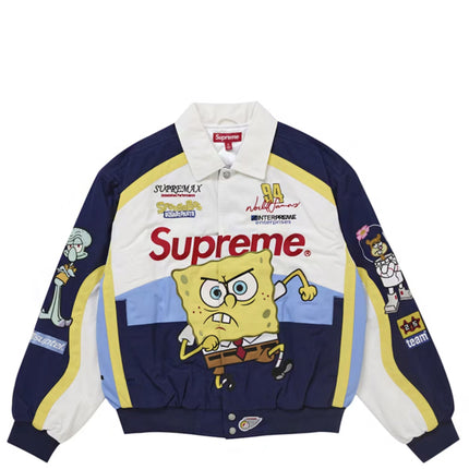 Supreme SpongeBob SquarePants Jeff Hamilton Racing Jacket White