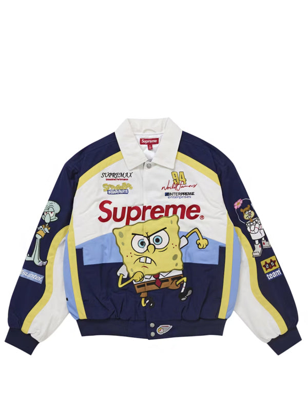 Supreme SpongeBob SquarePants Jeff Hamilton Racing Jacket White