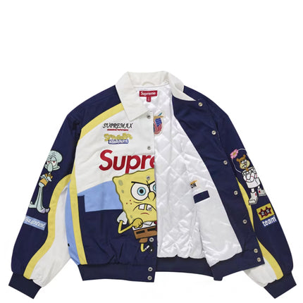 Supreme SpongeBob SquarePants Jeff Hamilton Racing Jacket White