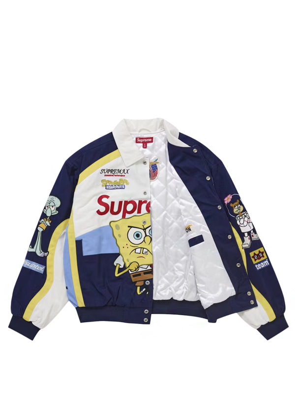 Supreme SpongeBob SquarePants Jeff Hamilton Racing Jacket White