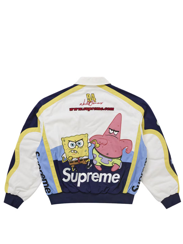 Supreme SpongeBob SquarePants Jeff Hamilton Racing Jacket White