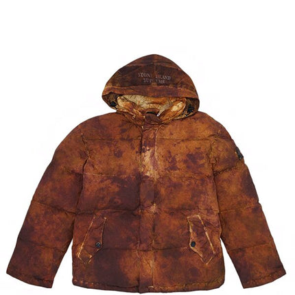 Supreme Stone Island Painted Camo Crinkle Down Jacket Coral