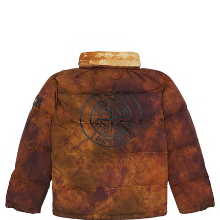 Supreme Stone Island Painted Camo Crinkle Down Jacket Coral